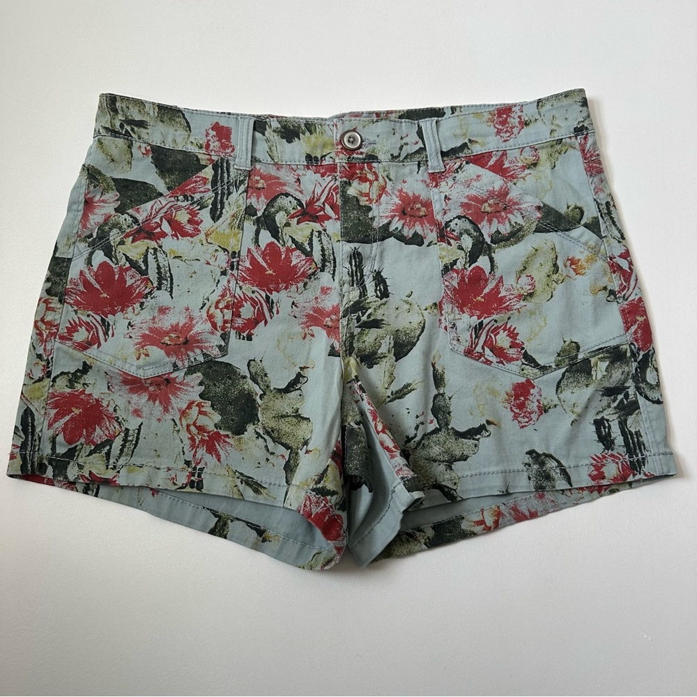 Supplies Union Bay Floral Print Sage Green Cargo Shorts Womens Size 16